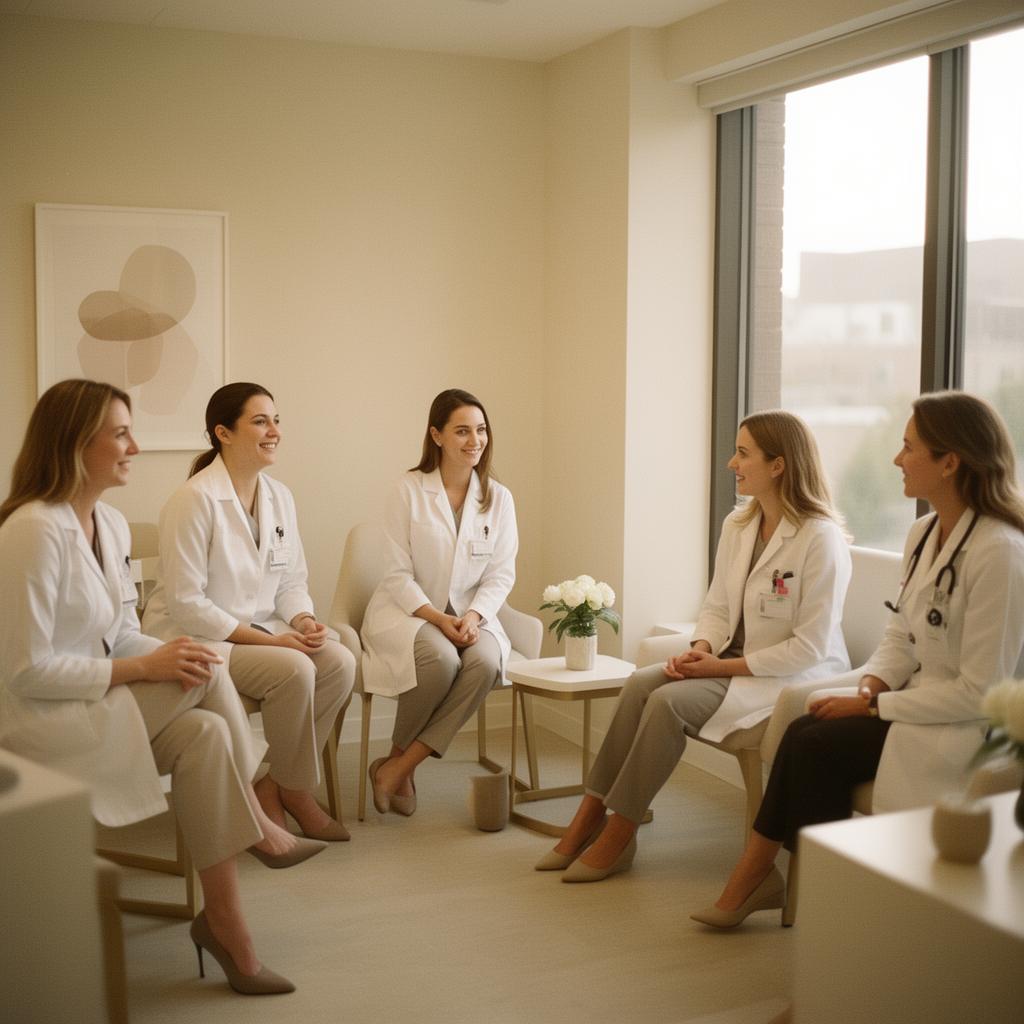 Women's health practice team in conversation